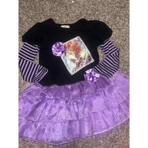 Fancy Nancy Girls Tutu Dress Black Purple Striped Long Sleeve Size 3T 72432307